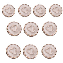 10Pcs Round Metal Button with Hole Heart Button Sewing-White S