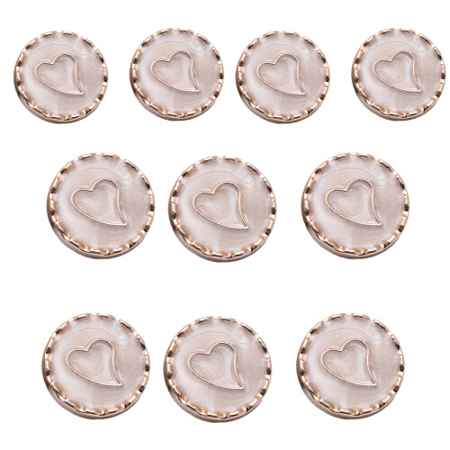 10Pcs Round Metal Button with Hole Heart Button Sewing-White S