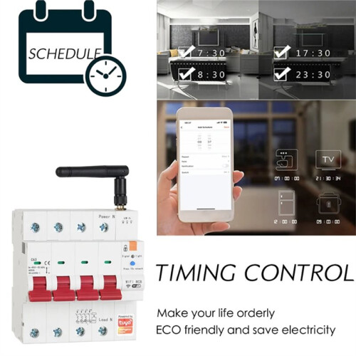 Tuya  WiFi 4P MCB 63A RS485 Breaker Prepaid Meter Timer  Voltage Current Protector Voice Control 1