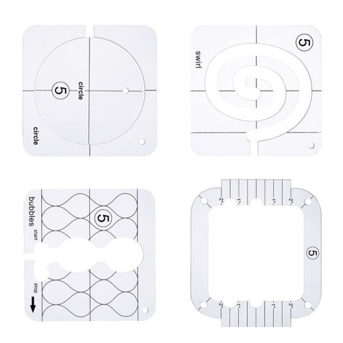 4Pcs Quilting Templates Clear Acrylic Quilting Ruler-Style A