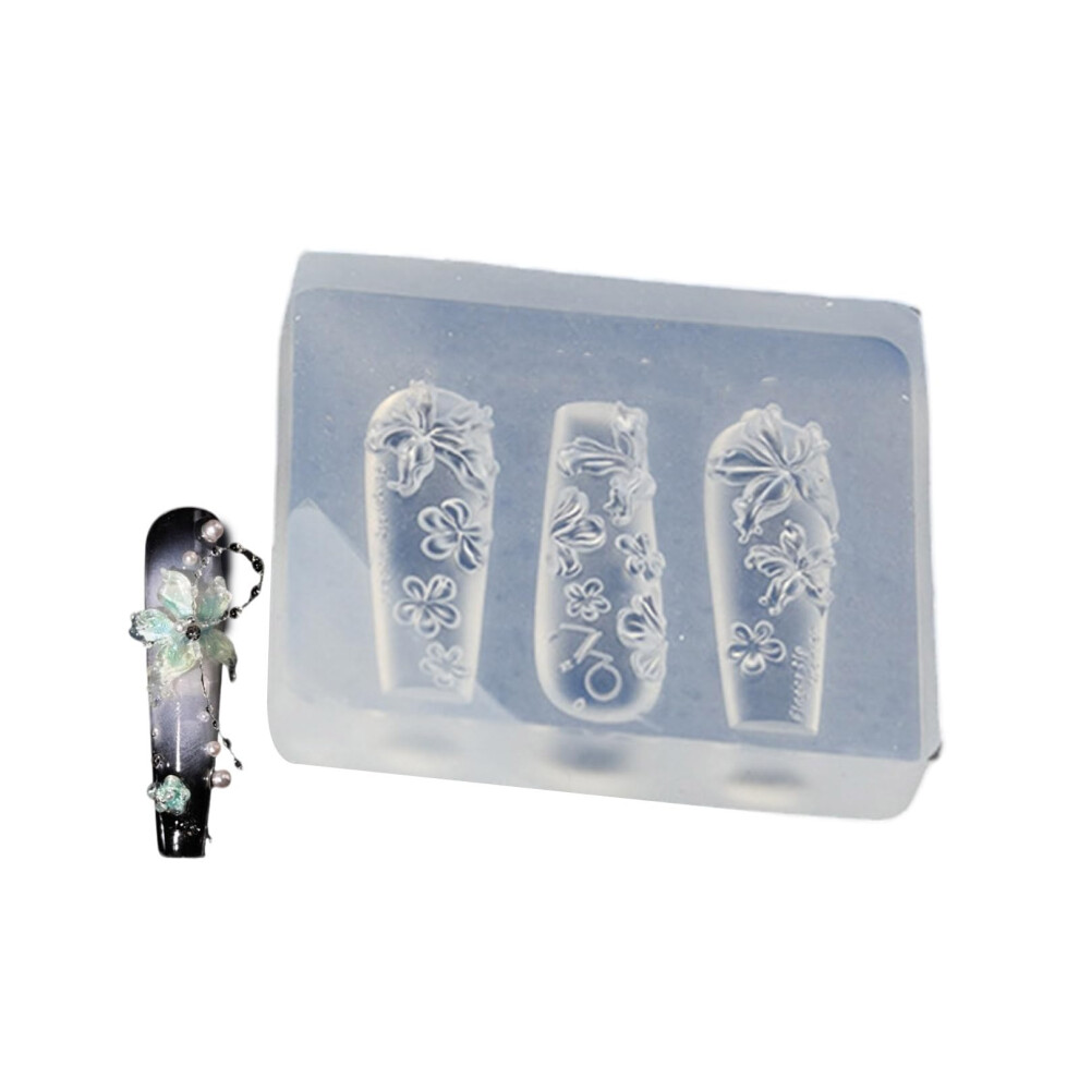 Nail Art Silicone Mold for Precision 3D Designs, Reusable Embossed Nail Stamp Mold for All Nails