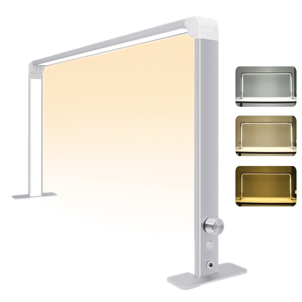 Light/Silver Led Nail Desk Lamp With Stepless Brightness And Color Control, Half Moon Manicure Table