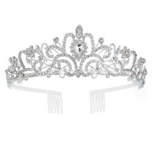 Elegáns tiara nőknek, prémium anyagú kristálykorona vállpántokkal, királyi hajkiegészítő menyasszonyi bulikra, születésnapi bálra,