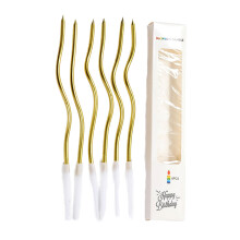 6 stuks luxe gebogen taartkaars displayaccessoire-Verguld goud