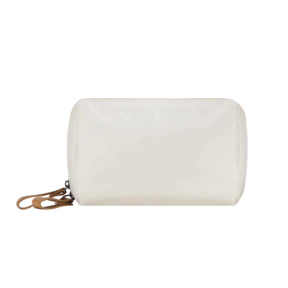 Beige Waterproof Nylon Makeup Bag For Purse With Multipocket Travel Cosmetic Pouch