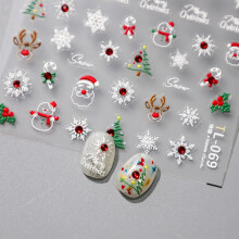 3D Christmas Snowman Nail Art Stickers with SelfAdhesive Snowflake Decals 5D Holiday Design