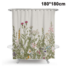 Décoration de salle de bain botanique, rideau de douche en tissu aquarelle, séchage rapide, antibactérien, pour la maison et les camping-cars