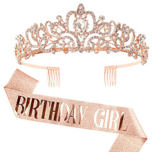 Elegant glitrende tiara-krone, AB-strass prinsessepannebånd med kammer for kvinner og jenter, krone med kammer til brudekjole, bryllup, ball,