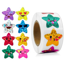 500 adesivos autocolantes de estrelas, adesivos de recompensa para crianças, adesivos de estrelas holográficas à prova d'água, rolo de adesivos