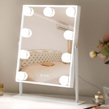 Hollywood Makeup Mirror with Lights, 360 Rotation, Smart Touch, 3Tone LED, Black Dressing Room