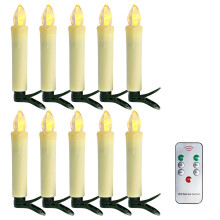 Bougies coniques sans flamme avec télécommande, bougie LED à piles avec minuterie et clip amovible, lumière blanche chaude vacillante pour