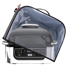 Kitchen Bread Maker Cover - Transparent Dust Cover with 4 Tool Pockets for Air Fryer Mixer, Polyester Gray 34x35.5x25cm