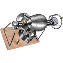 Hot Air Popcorn Maker 304 Stainless Steel with Pressure Gauge Retro Hand Crank Design 260ml