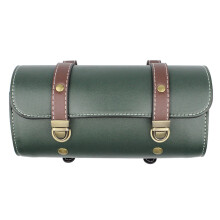 Motorcycle Handlebar Bag Saddlebag PU Leather Fork Tool Roll with Quick Buckle Closure Green