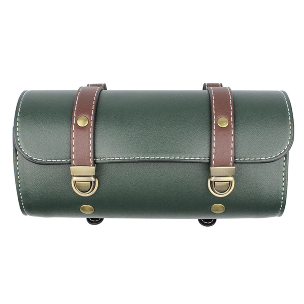 Motorcycle Handlebar Bag Saddlebag Pu Leather Fork Tool Roll With Quick Buckle Closure Green 9119770731258