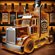 (Truck head black cover) New Car Truck Whiskey Bottle
