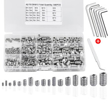 Hexagon Headless Screw Assortment Kit, Stainless Steel Hex Allen Head Grub Set Screws for Door Handles, with Corrosion Resistance and High Quality, Id