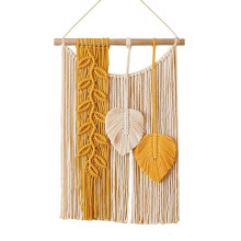 Tapisserie bohème chic, matériaux naturels, macramé tissé à la main, œuvre d'art en plumes, décoration murale bohème de qualité, couleurs
