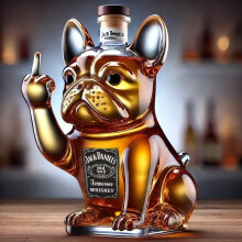 (Dog; style one, Dog) New Fun French Bulldog Whiskey Bottle