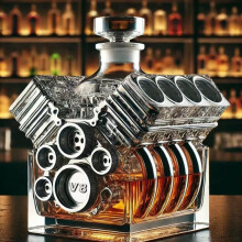 (Transparent) Popular V8 Engine Craft Whiskey Bottle Glass Foreign Wine Bottle