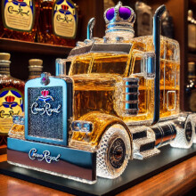 (Truck head purple crown) New Car Truck Whiskey Bottle