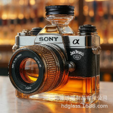 (Sony black cover) Camera type glass bottle new design whiskey bottle