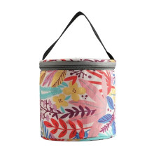 Knitting Bag 13x13x3cm 600D Oxford Cloth Woolen Printed Storage Drum Crochet Organizer Yarn Tote Bag (F)
