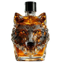 (Transparent) Creative Wolf Head Wine Bottle Whiskey Spirit Bottle High Borosilicate Glass Wolf Head Wine Bottle