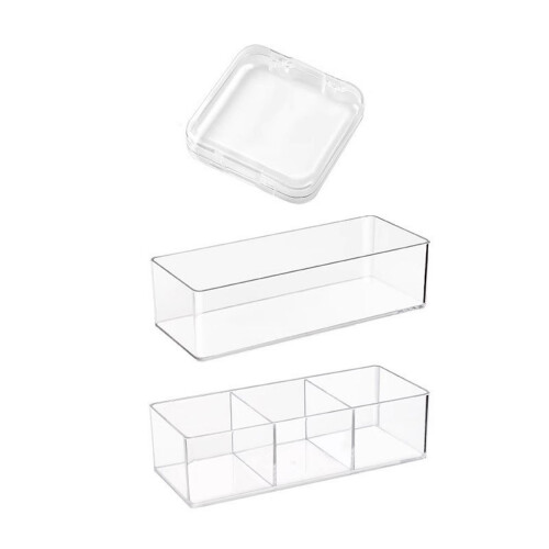 Clear Acrylic Drawer Organizer, Multi-Functional Stackable Storage Solution for Bathroom Vanity, Kitchen, Home, Office, High Quality Design, Versatile 1