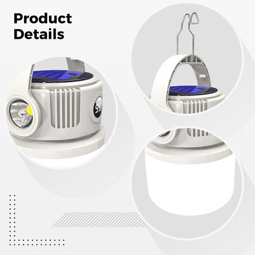 SolarPowered Camping Lantern ABS Plastic Rechargeable Lithium Battery Dual Sunlight USB TypeC Charging Outdoor Light 2