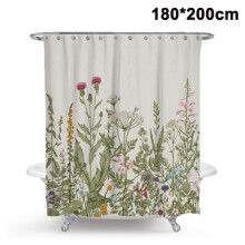 Décoration de salle de bain botanique élégante, rideau de douche vert, en polyester avec impression HD, anti-moisissure et antibactérien, pour un