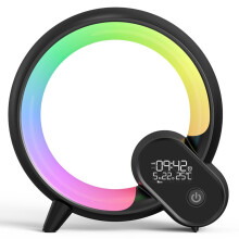 Atmosphere Lamp WakeUp Light Smart Music Lamp Portable Bluetooth Speaker Clock Alarm App Control Black