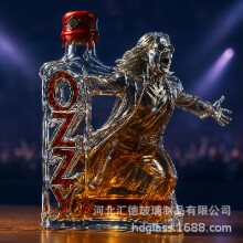 (Oz red lid) Scream Of Oz Whiskey Bottle Character Decanter