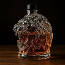 (Lion head black cover) Skull Whiskey Bottle