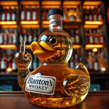(Little yellow duck white label) Funny French Bulldog Whiskey Bottle