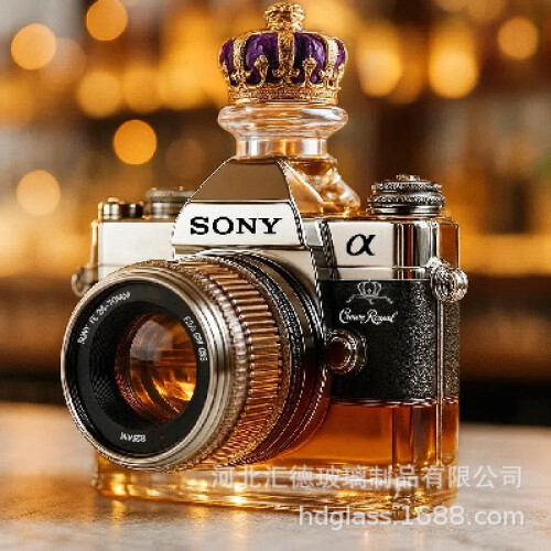 (Sony crown) Camera type glass bottle new design whiskey bottle