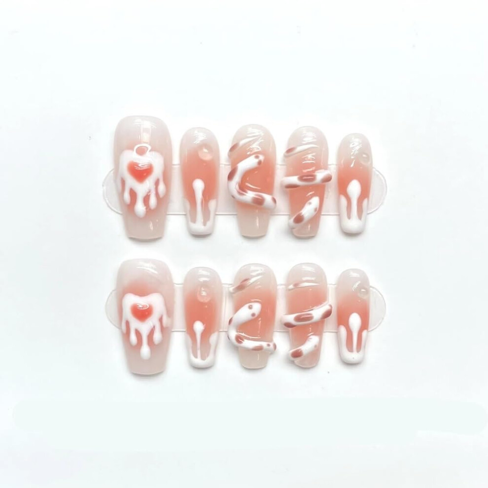 Handmade Long Press On Nails Set Elegant Fake Nails for Ballet Dance Lightweight Comfortable Wear