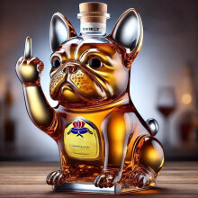 (French Bulldog Yellow Label) Funny French Bulldog Whiskey Bottle