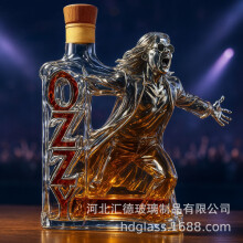 (Oz wood grain cover) Scream Of Oz Whiskey Bottle Character Decanter