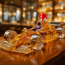 (Racing red cover) Interesting Racing Car Shape High Borosilicate Glass Wine Bottle Whiskey Bottle Decanter