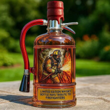 (Fire extinguisher red cap) New Fire Extinguisher Whiskey Bottle Soaking Wine Bottle High Borosilicate Glass Wine Bottle Decorative Ornaments