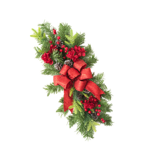 Artificial Hanging Plant Christmas Wreath-red wall hanging