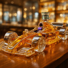 (Racing green cover) Interesting Racing Car Shape High Borosilicate Glass Wine Bottle Whiskey Bottle Decanter