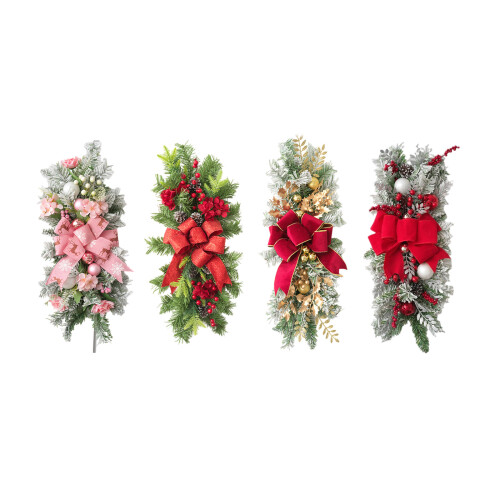 Artificial Hanging Plant Christmas Wreath-red wall hanging 1