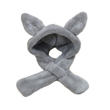 Pet Hoodie Hat Cartoon Plush Headwears Hat for Cold-Gray XL