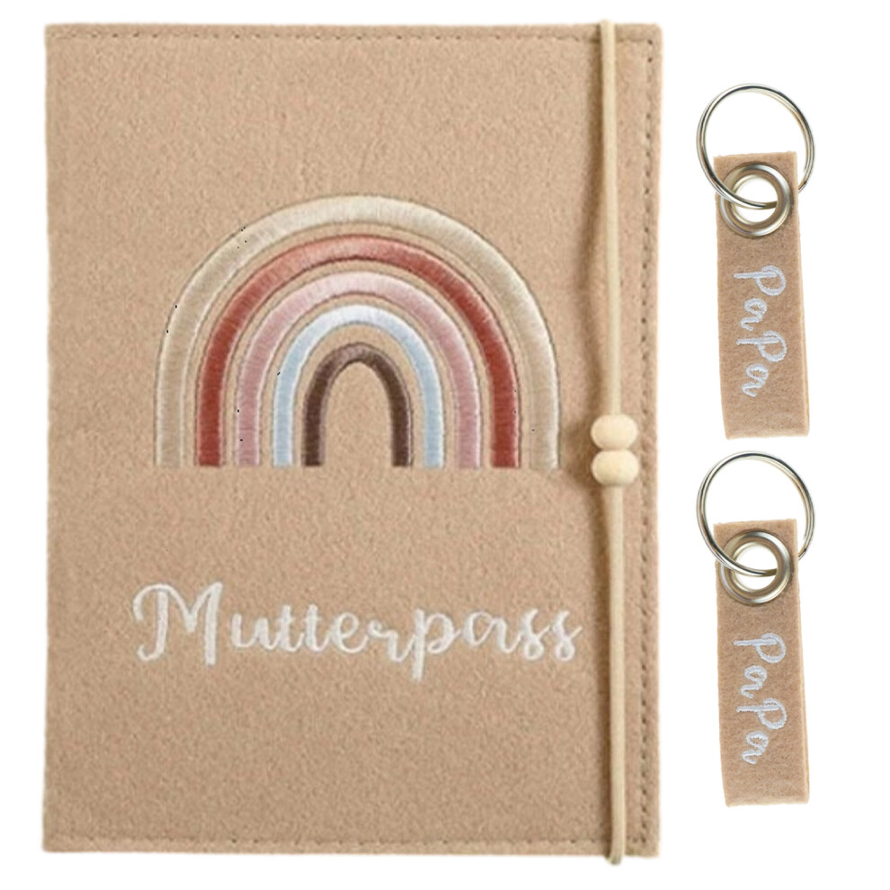Mutterpasshülle aus Handgefertigtem Filz mit Fächern, Zur Aufbewahrung von Ultraschallbild, Impfpass, Versichertenkarte usw, Süßes Geschenk für