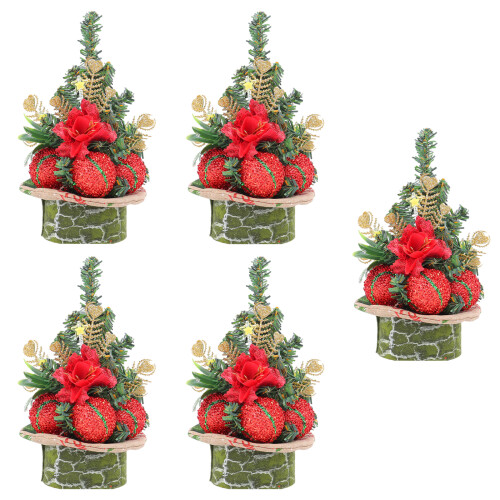 5pcs Holiday Pine Needle Christmas Decorative Tree for Home-Red