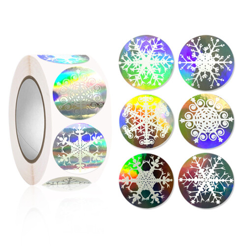 Festive Snowflake Stickers, Easy Distributed Roll For Quick Access, Self Adhesive With Waterproof Surface For Durability (500Pcs)