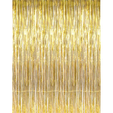 Fondo decorativo reutilizable, cortinas con flecos de lámina dorada, fácil de instalar, elegante para realzar eventos, 3.2 pies x 9.8 pies, ligero