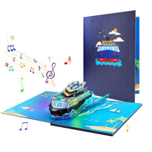 Delicate Musical Birthday Greeting Card-deep blue cruise